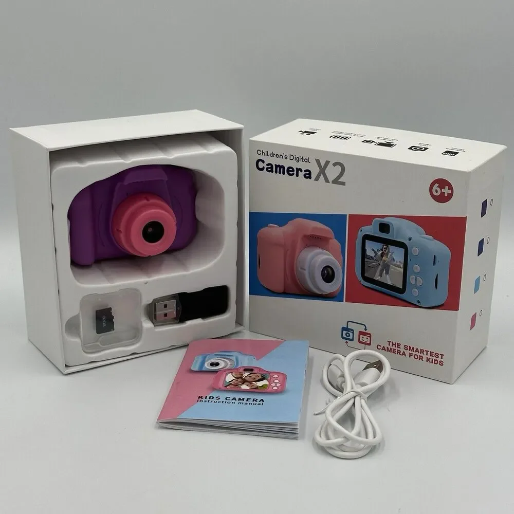 TESTED HD Children's Digital Camera X2 Memory Card Video PURPLE *pre-owned*